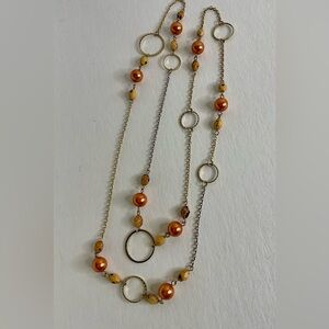 NWOT Gold and Orange Beaded Necklace